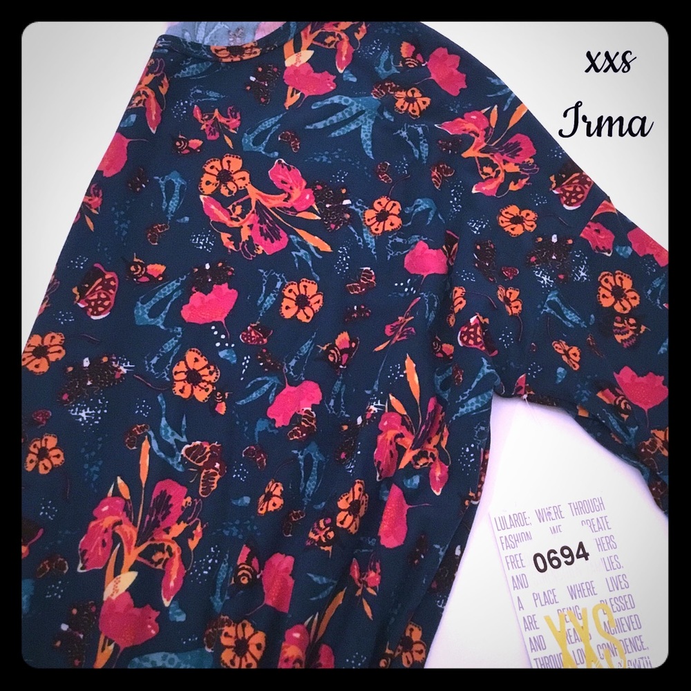 Lularoe Irma teal floral print NWT